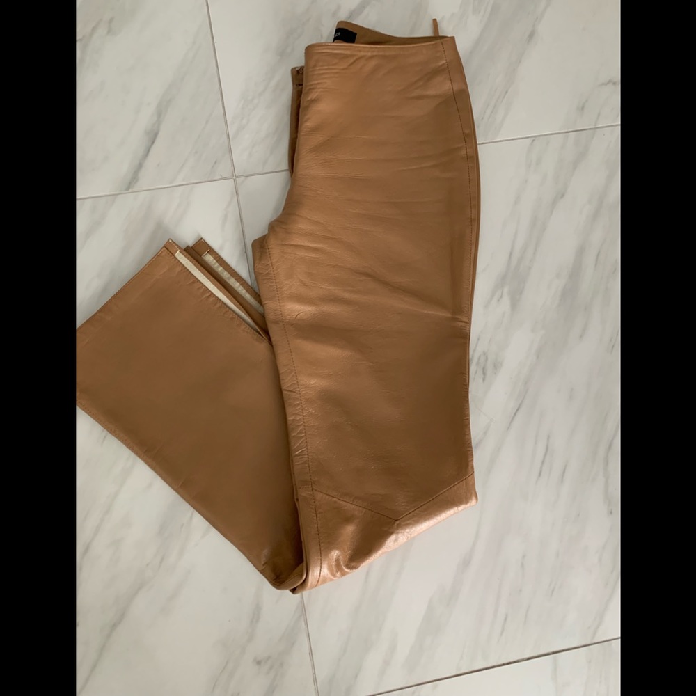 Tan leather pants